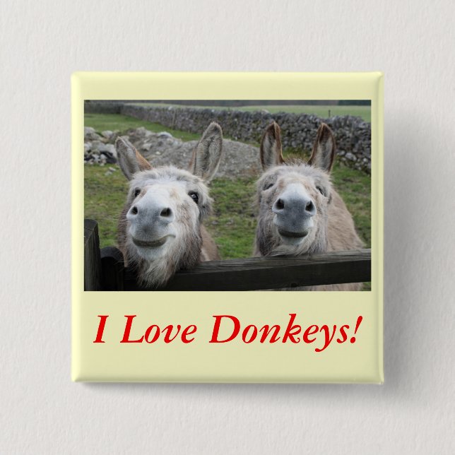 Smiling Donkeys! 15 Cm Square Badge (Front)