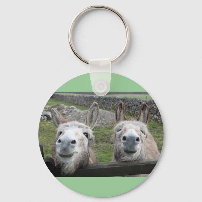 Smiling Donkeys! Key Ring (Front)