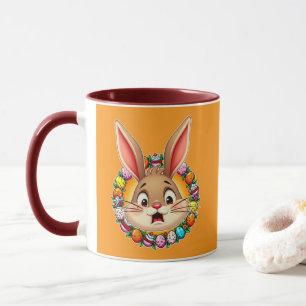 Smiling Easter Bunny – Floral Frame caneca Mug