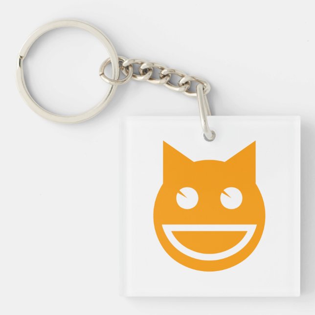 Smiling Emoji Cat Key Ring (Front)