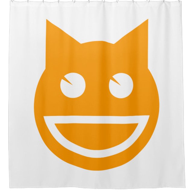 Smiling Emoji Cat Shower Curtain (Front)
