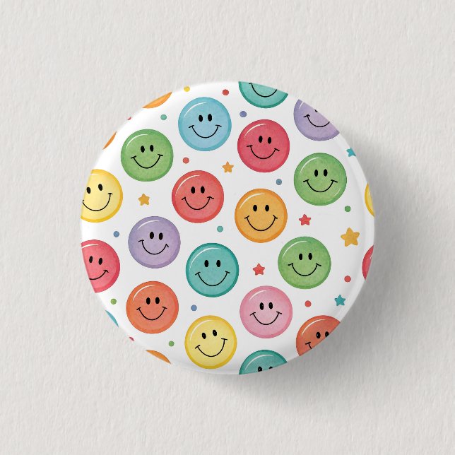 Smiling Emoji Pattern 3 Cm Round Badge (Front)
