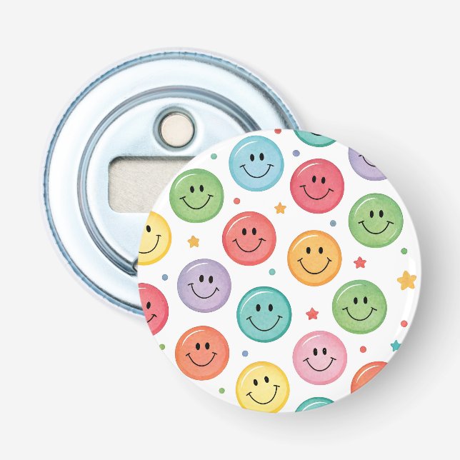Smiling Emoji Pattern Bottle Opener (Front)