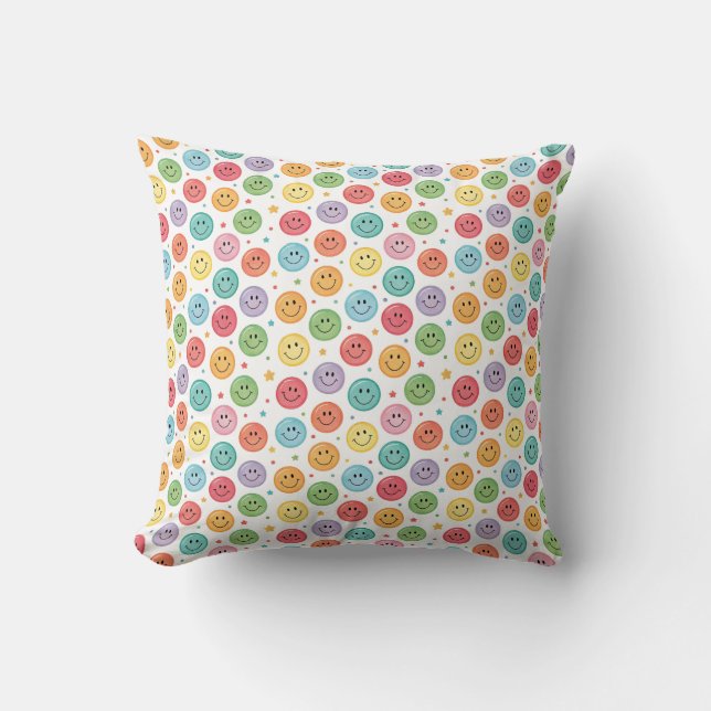Smiling Emoji Pattern Cushion (Front)
