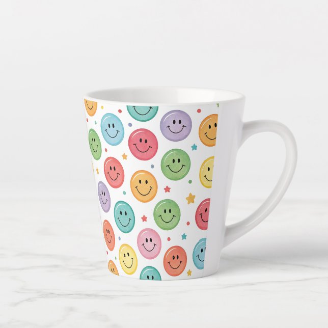Smiling Emoji Pattern Latte Mug (Right)