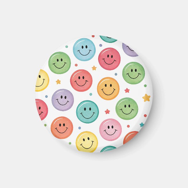 Smiling Emoji Pattern Magnet (Front)