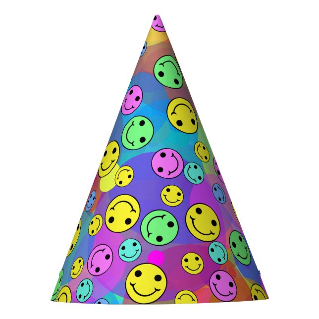 Smiling Emoji Rainbow Party Hat (Front)