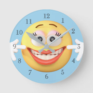 Smiling Emoji Round Clock