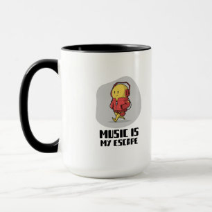 smiling emoticon with headphones mug