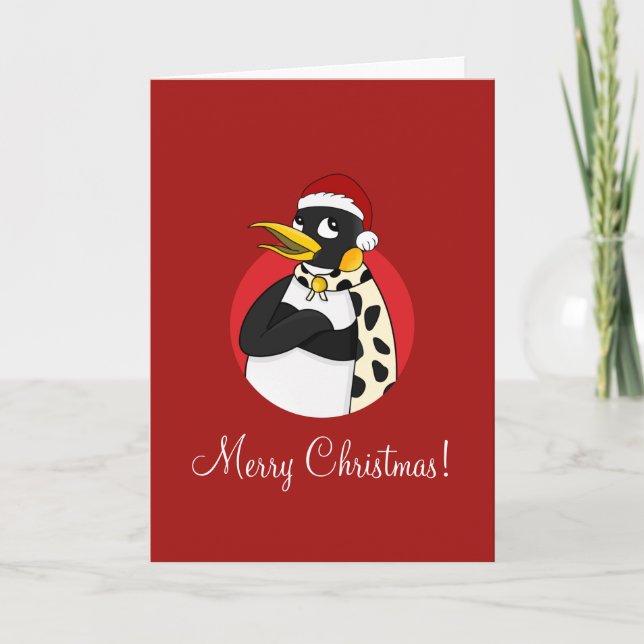 Smiling emperor penguin Christmas cartoon Holiday  (Front)