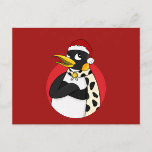 Smiling emperor penguin Christmas cartoon Postcard