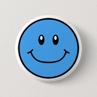 Smiling Face Button Blue 0001