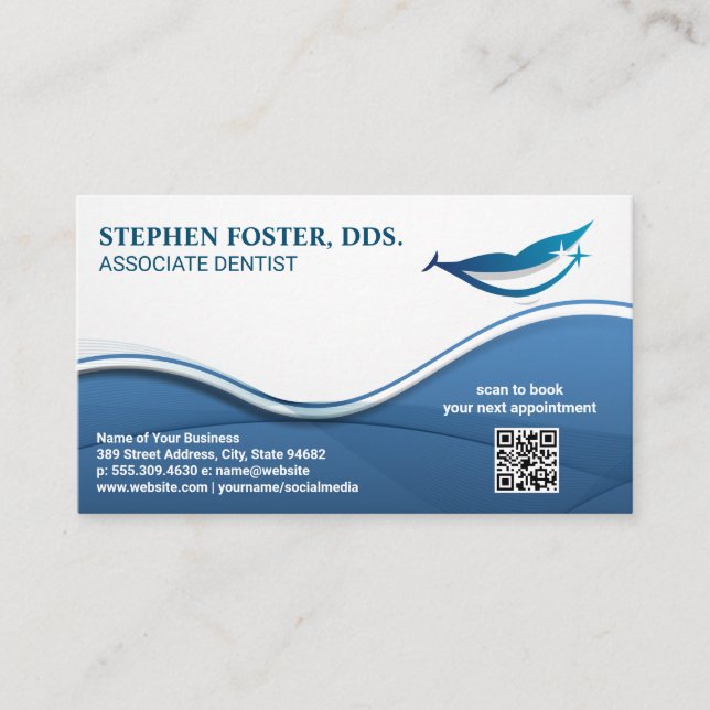 Smiling Face Dental Logo | QR Code Business Card (Front)