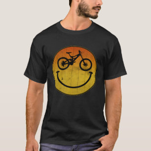 Smiling Face Mountain Bike Retro Sunset Biking T-Shirt