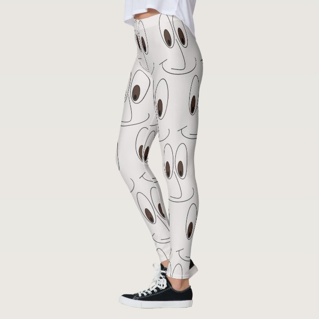 Smiling Face Pattern Funny Leggings (Left)