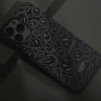 Smiling Face Pattern Playful Line Art Smile Black