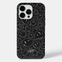 Smiling Face Pattern Playful Line Art Smile Black