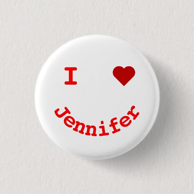 Smiling Face Personalised I Heart 3 Cm Round Badge (Front)