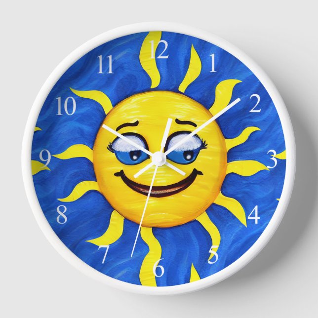Smiling Face Sunny Sun Clock (Front)