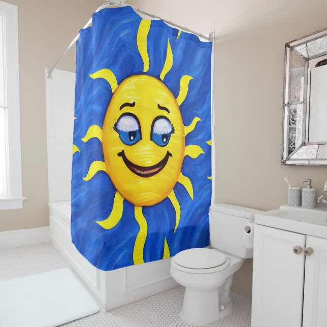 Smiling Face Sunny Sun Shower Curtain (In Situ)