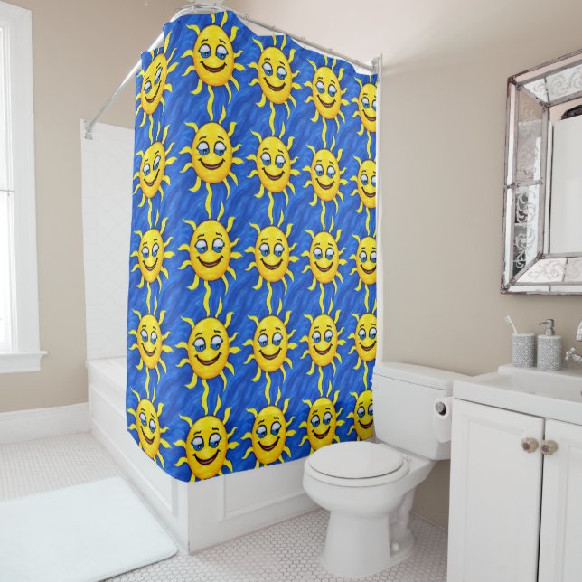 Smiling Face Sunny Sun Shower Curtain (In Situ)
