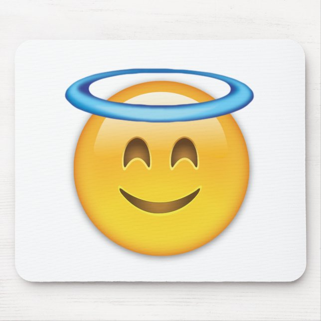 Smiling Face With Halo Emoji Mouse Mat (Front)