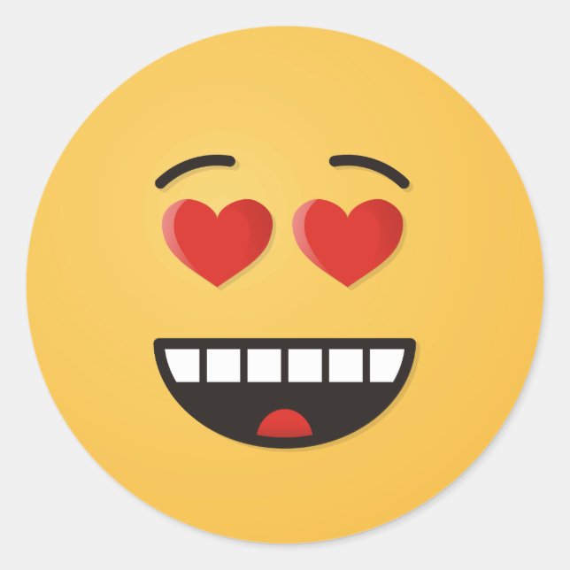 Smiling Face with Heart-Shaped Eyes Classic Round Sticker (Front)