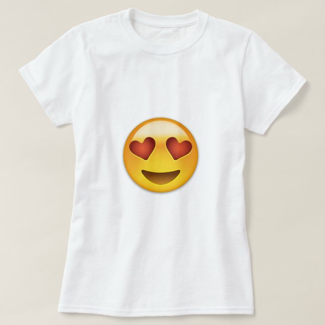 Smiling Face With Heart Shaped Eyes Emoji T-Shirt (Design Front)
