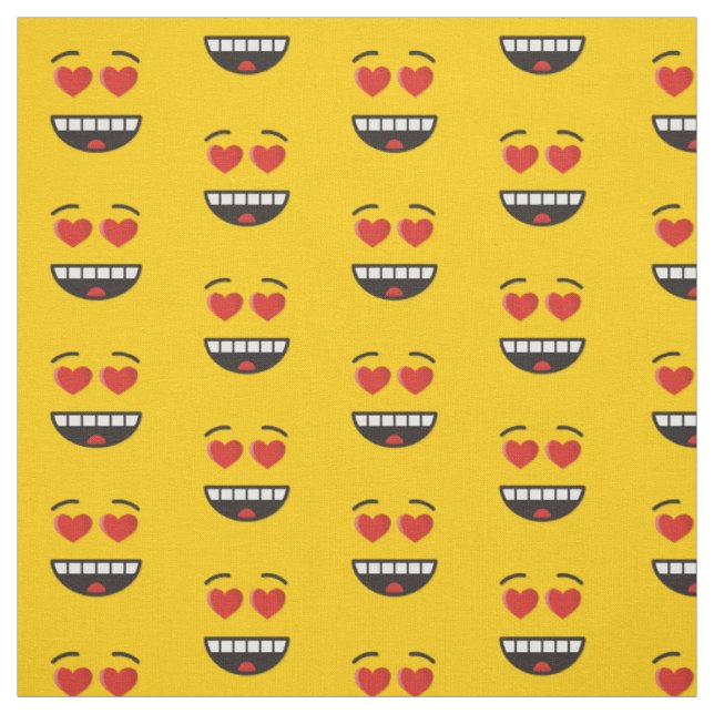 Smiling Face with Heart-Shaped Eyes Fabric (Swatch)