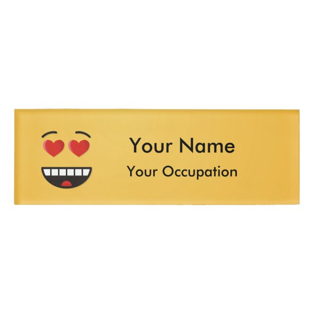 Smiling Face with Heart-Shaped Eyes Name Tag (Front)