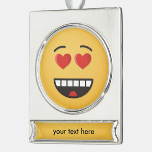 Smiling Face with Heart-Shaped Eyes Silver Plated Banner Ornament
