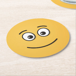 Smiling Face with Open Eyes Round Paper Coaster