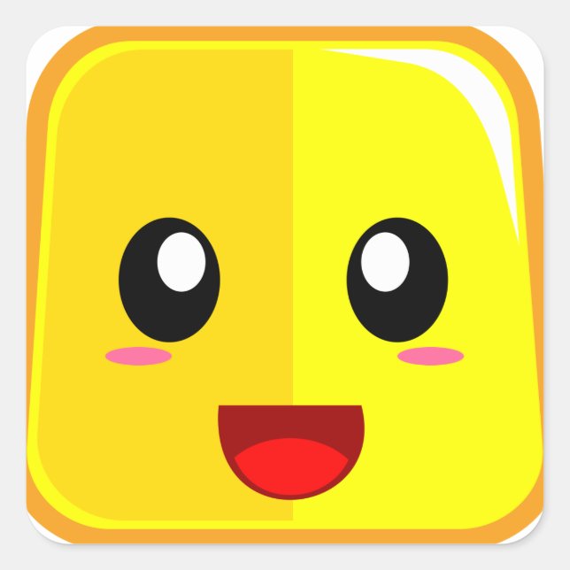 Smiling Face with Open Mouth Funny Emoji Square Sticker (Front)