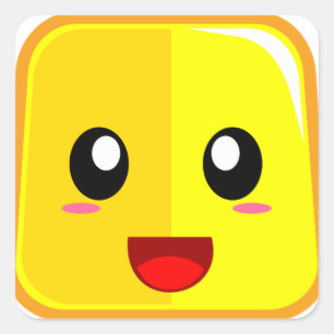 Smiling Face with Open Mouth Funny Emoji Square Sticker