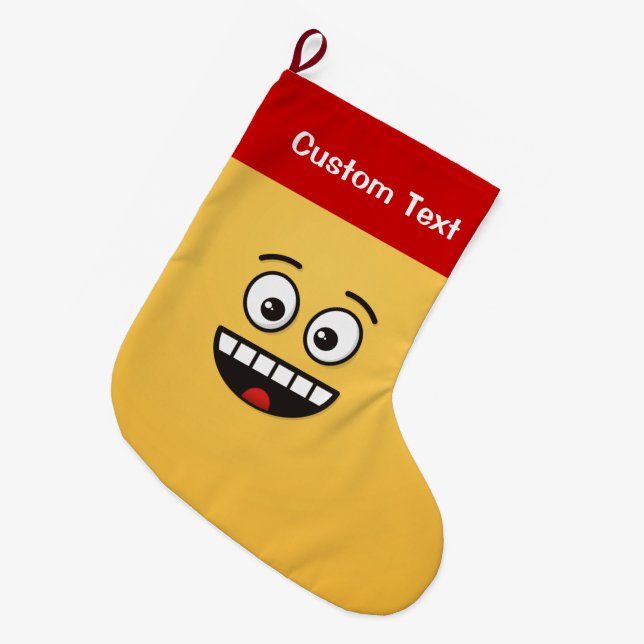 Smiling Face with Open Mouth Small Christmas Stock Large Christmas Stocking (Front (Hanging))