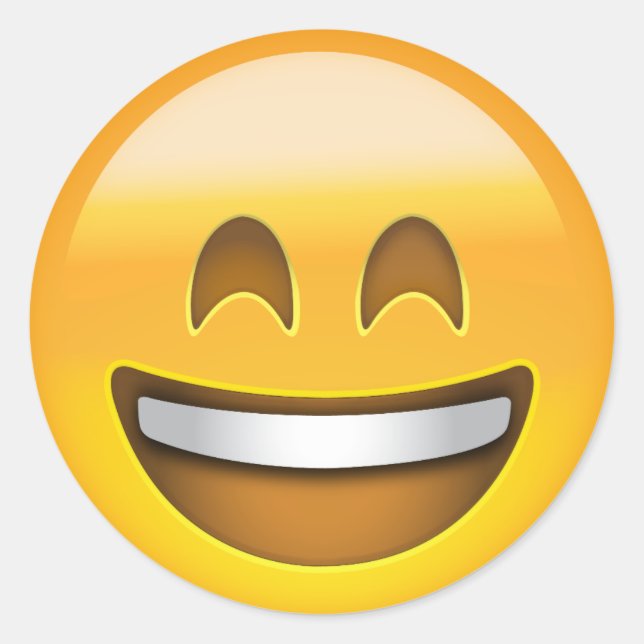 Smiling Face With Open Mouth & Smiling Eyes Emoji Classic Round Sticker (Front)