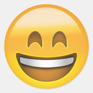 Smiling Face With Open Mouth & Smiling Eyes Emoji Classic Round Sticker
