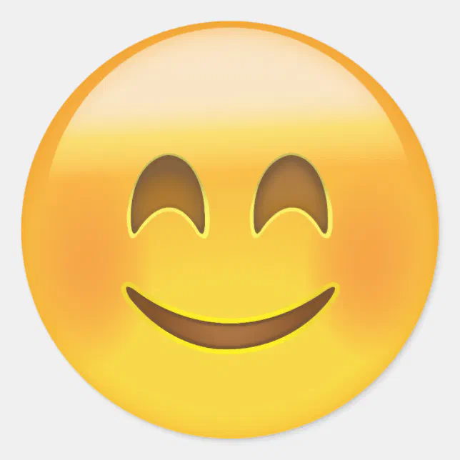 Emoji smiling face with open mouth & smiling eyes classic round sticker