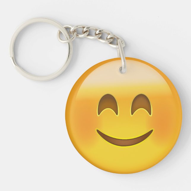 Smiling Face With Smiling Eyes Emoji Key Ring (Front)