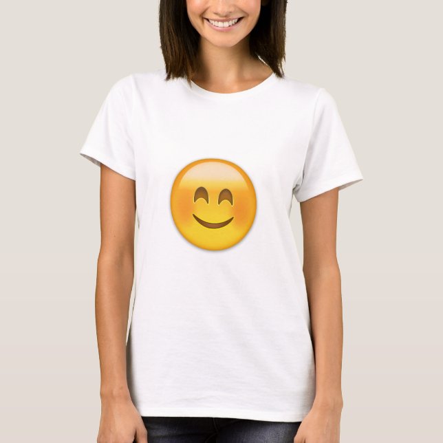 Smiling Face With Smiling Eyes Emoji T-Shirt (Front)