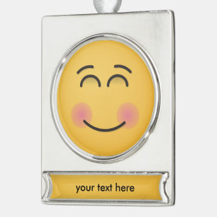 Smiling Face with Smiling Eyes Silver Plated Banner Ornament