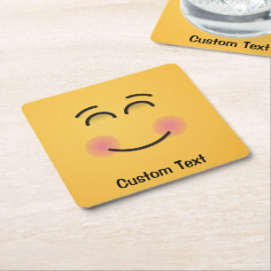 Smiling Face with Smiling Eyes Square Paper Coaste Coaster