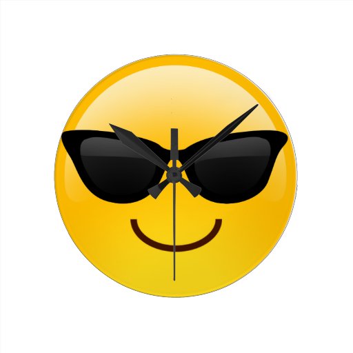 Image of Smiling Face With Sunglasses Cool Emoji Round Clock