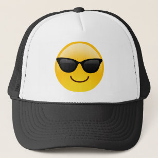 Smiling Face With Sunglasses Cool Emoji Trucker Hat