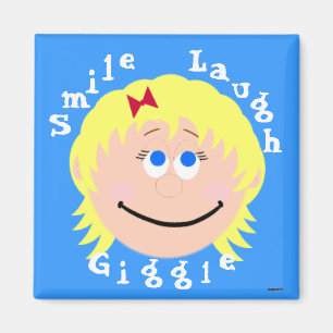 Smiling Faces Blonde Blue Eyed Girl Magnet
