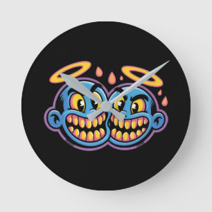 Smiling faces. round clock