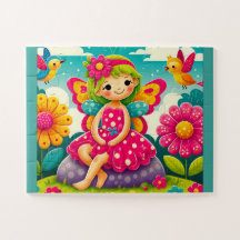 "SMILING FAIRY AND BIRDS" - JIGSAW PUZZLE