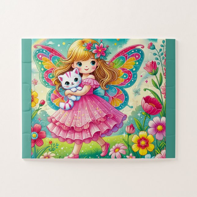 "SMILING FAIRY & KITTEN" JIGSAW PUZZLE (Horizontal)