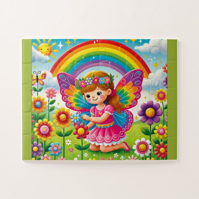 "SMILING FAIRY PICKING FLOWER" JIGSAW PUZZLE (Horizontal)