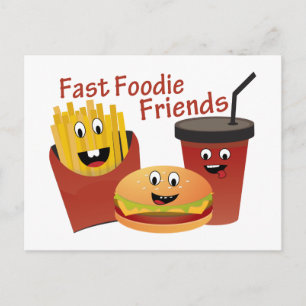 Smiling Fast Foodie Friends Postcard